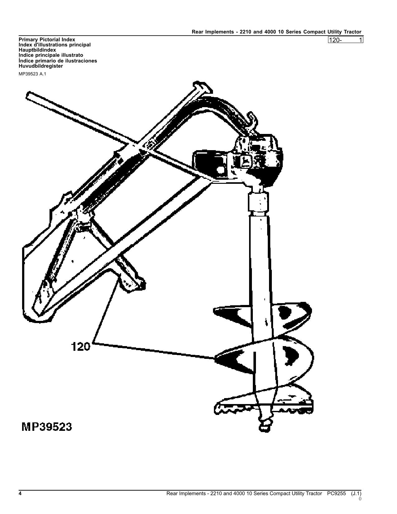 JOHN DEERE 2210 4000 TRACTOR PARTS CATALOG MANUAL