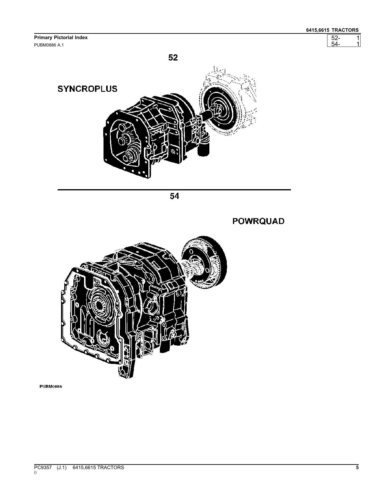 JOHN DEERE 6415 6615 TRACTOR PARTS CATALOG MANUAL SOUTH AMERICAN EDITION