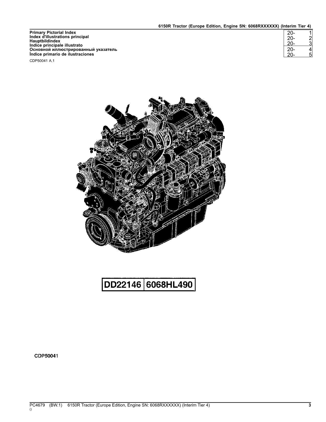 JOHN DEERE 6150R TRACTOR PARTS CATALOG MANUAL