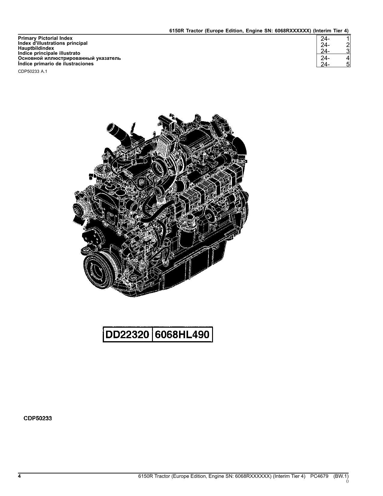 JOHN DEERE 6150R TRAKTOR-TEILEKATALOGHANDBUCH