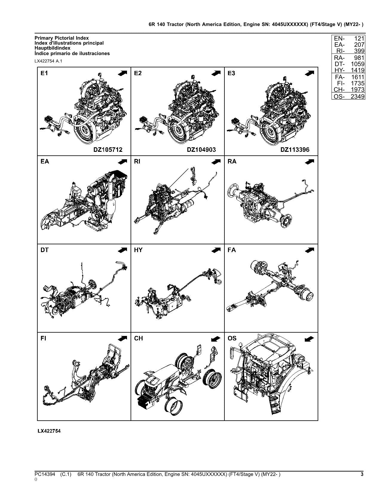 JOHN DEERE 6R 140 TRACTOR PARTS CATALOG MANUAL MY22- NORTH AMERICA