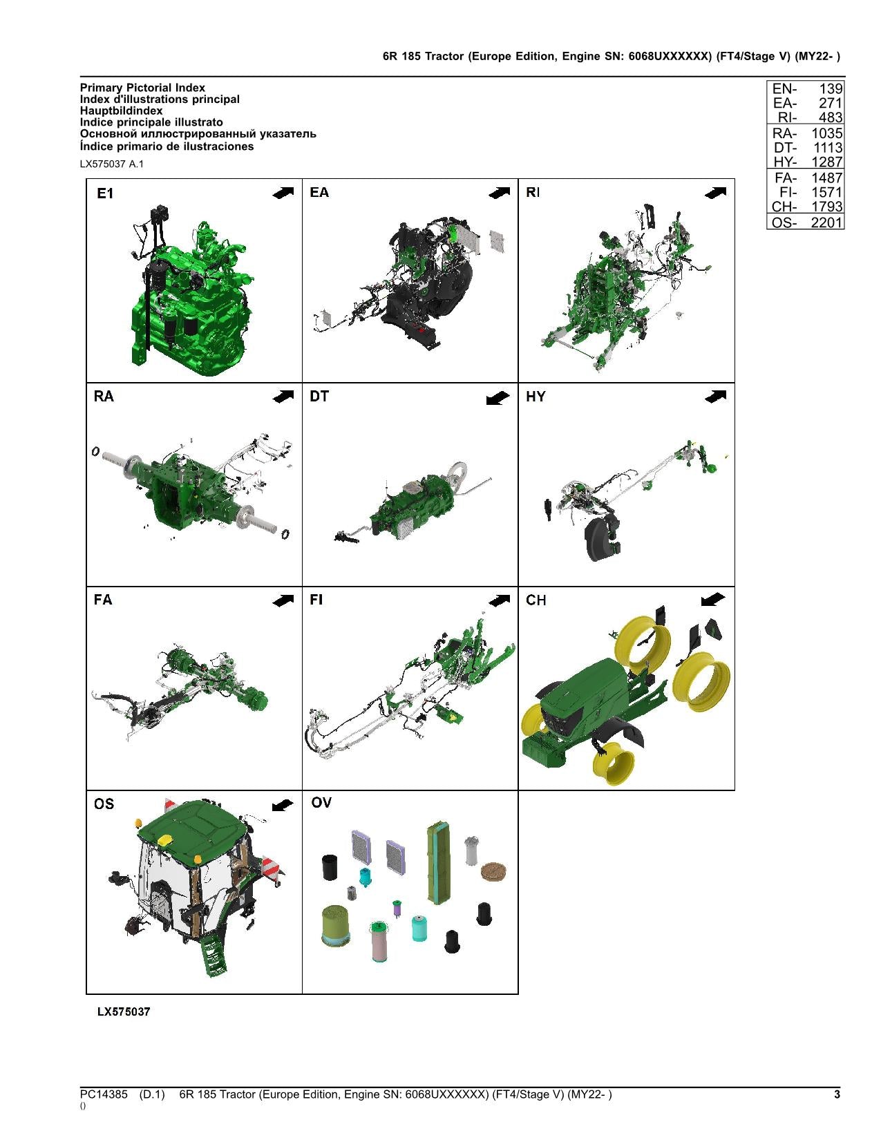 JOHN DEERE 6R 185 TRACTOR PARTS CATALOG MANUAL