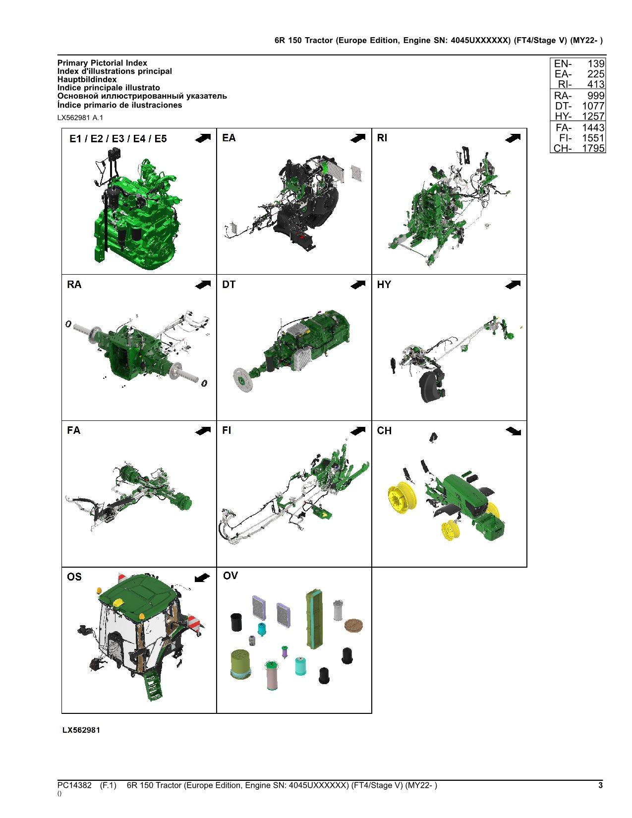 JOHN DEERE 6R 150 TRACTOR PARTS CATALOG MANUAL