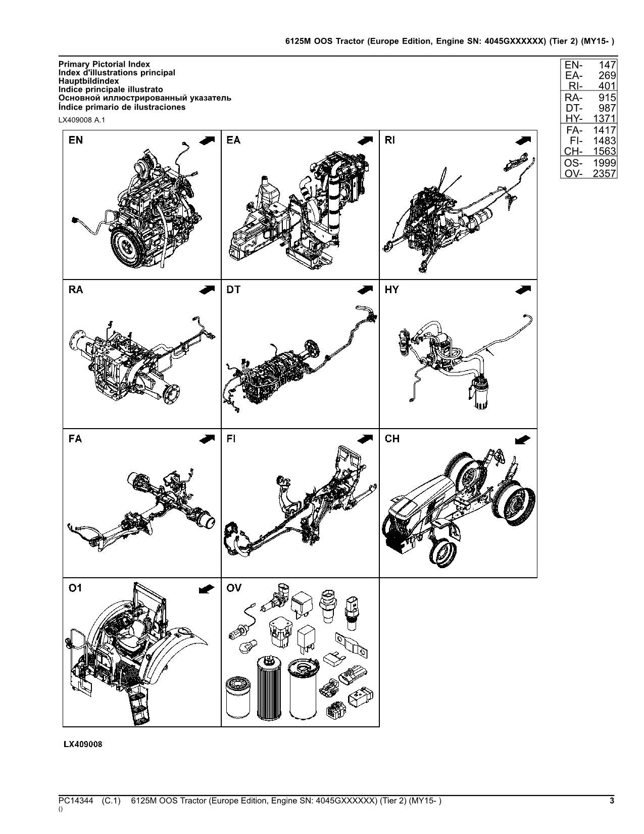 JOHN DEERE 6125M OOS TRACTOR PARTS CATALOG MANUAL