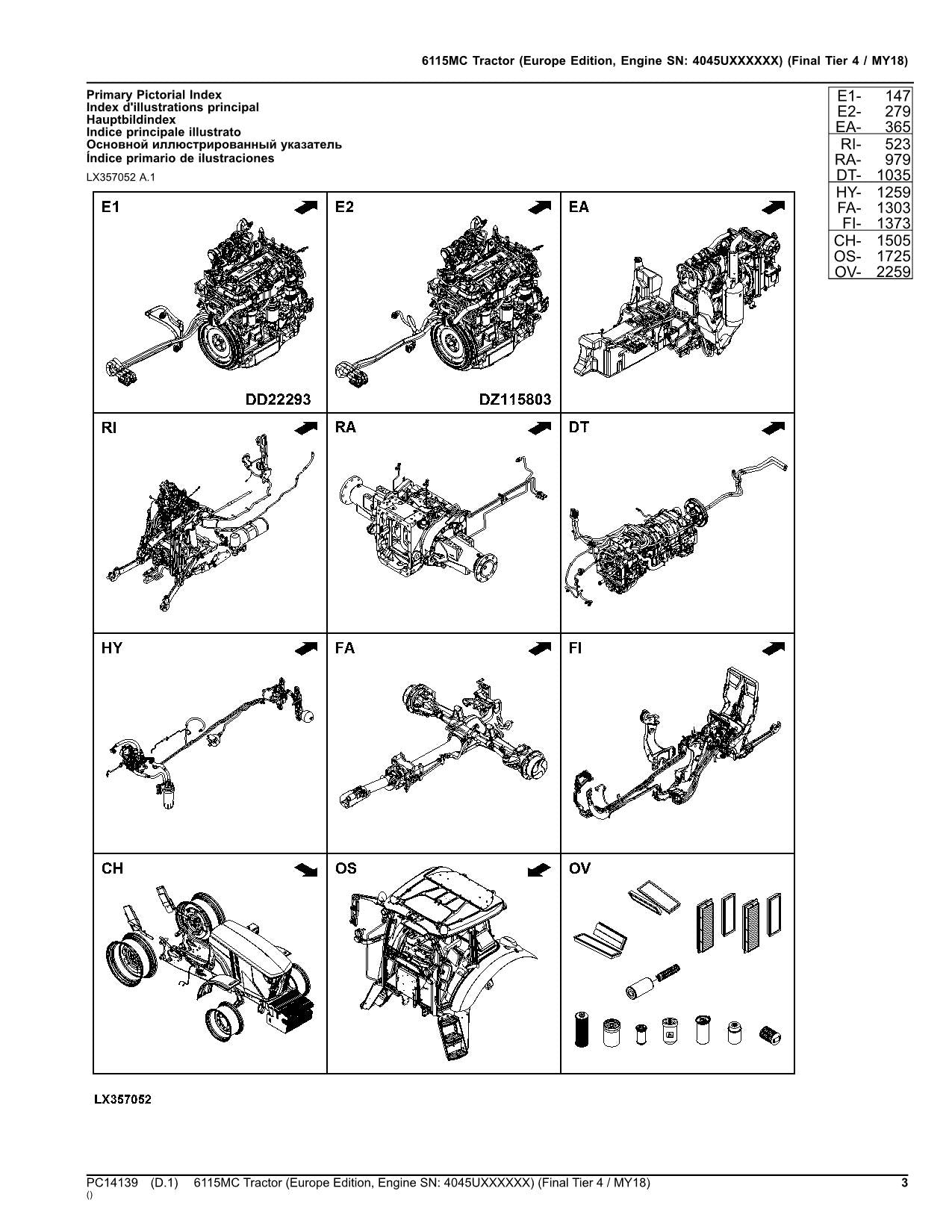 JOHN DEERE 6115MC TRAKTOR ERSATZTEILKATALOG HANDBUCH EUROPÄISCH MY18