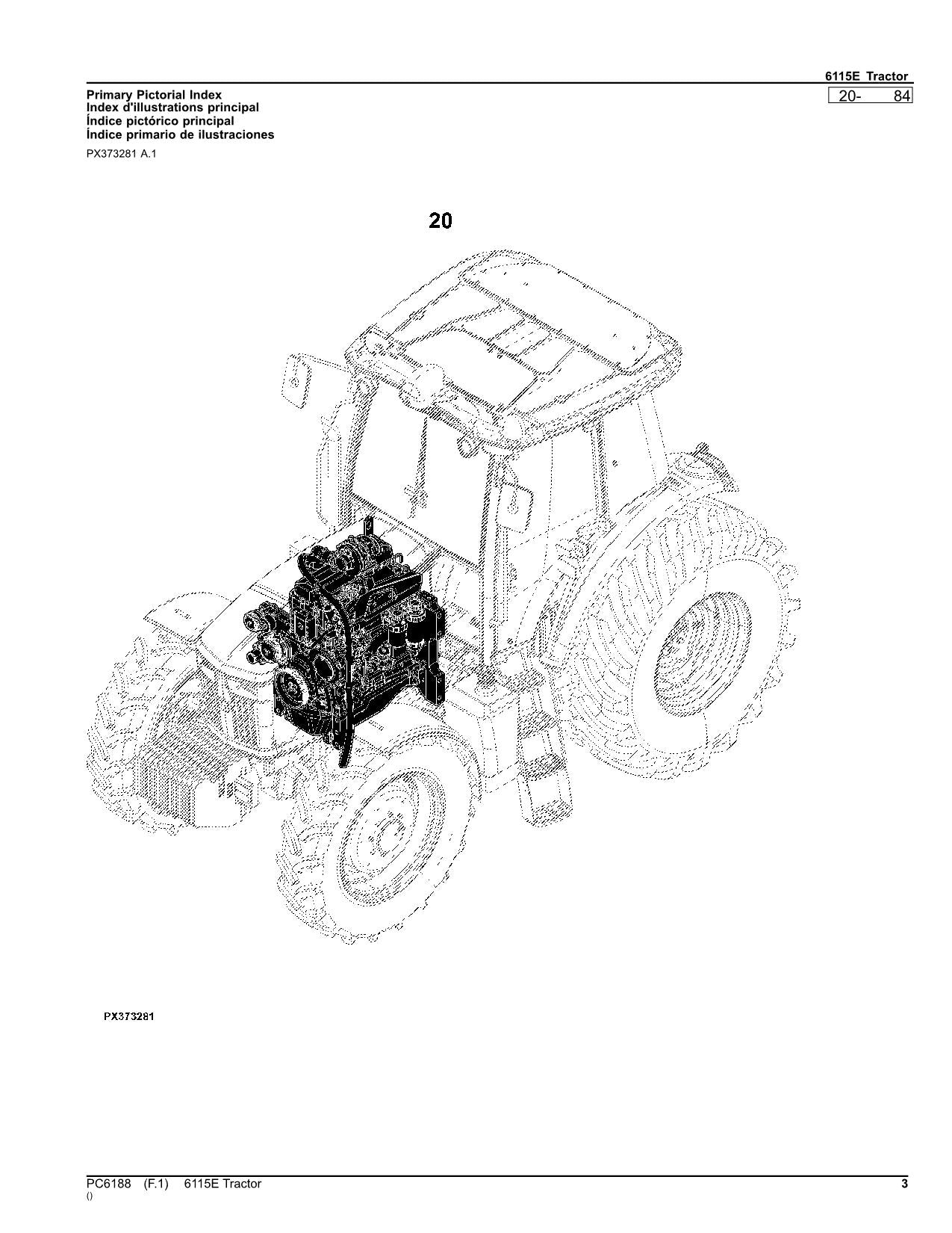 JOHN DEERE 6115E TRACTOR PARTS CATALOG MANUAL