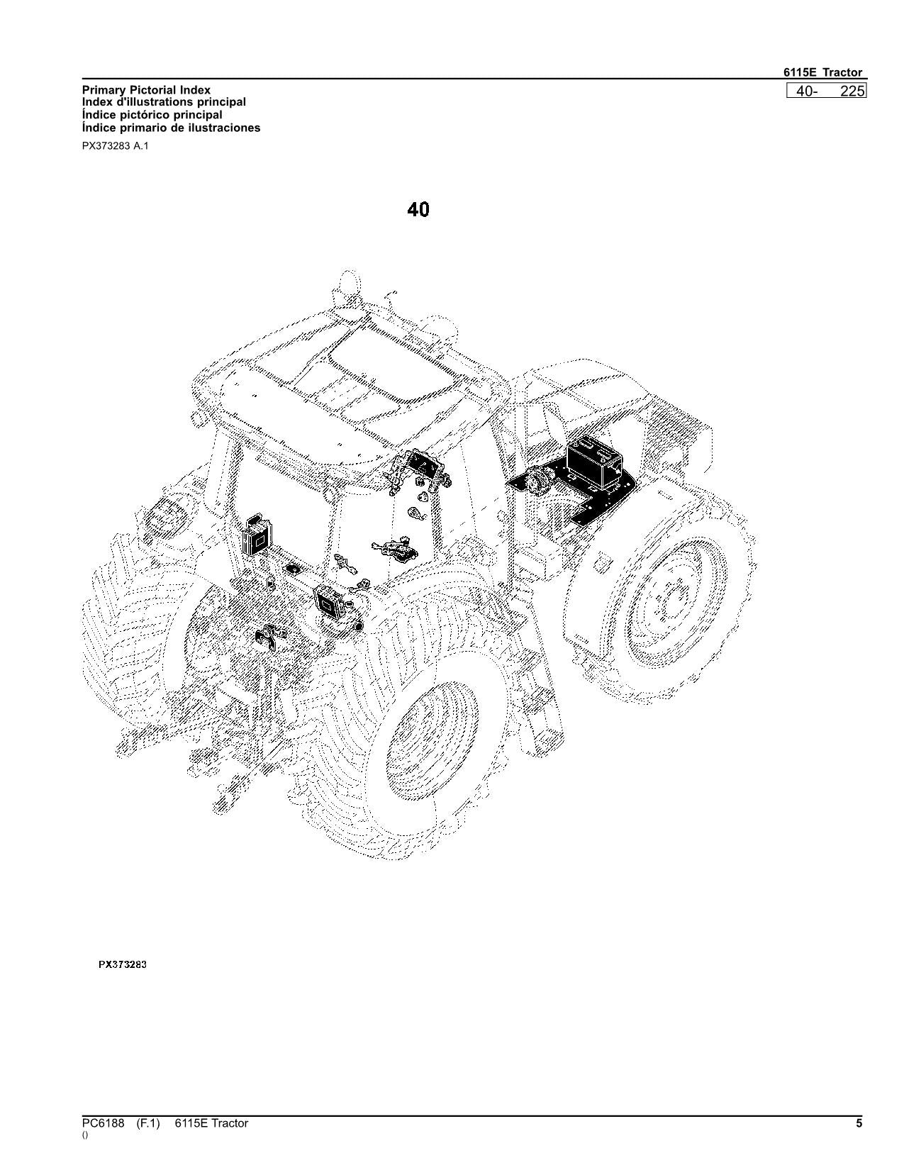 JOHN DEERE 6115E TRACTOR PARTS CATALOG MANUAL