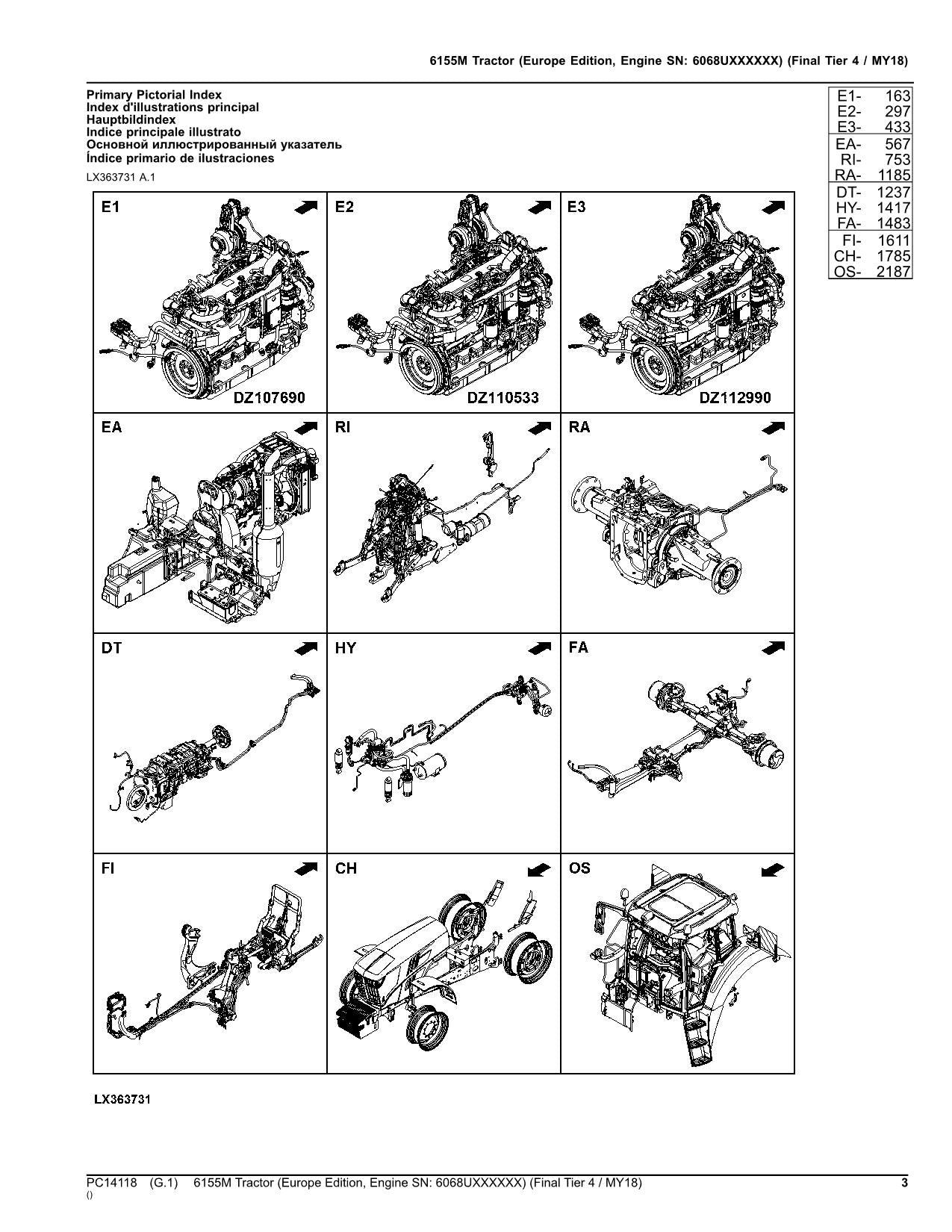 JOHN DEERE 6155M TRACTOR PARTS CATALOG MANUAL EUROPEAN MY18 6068UXXXXXX