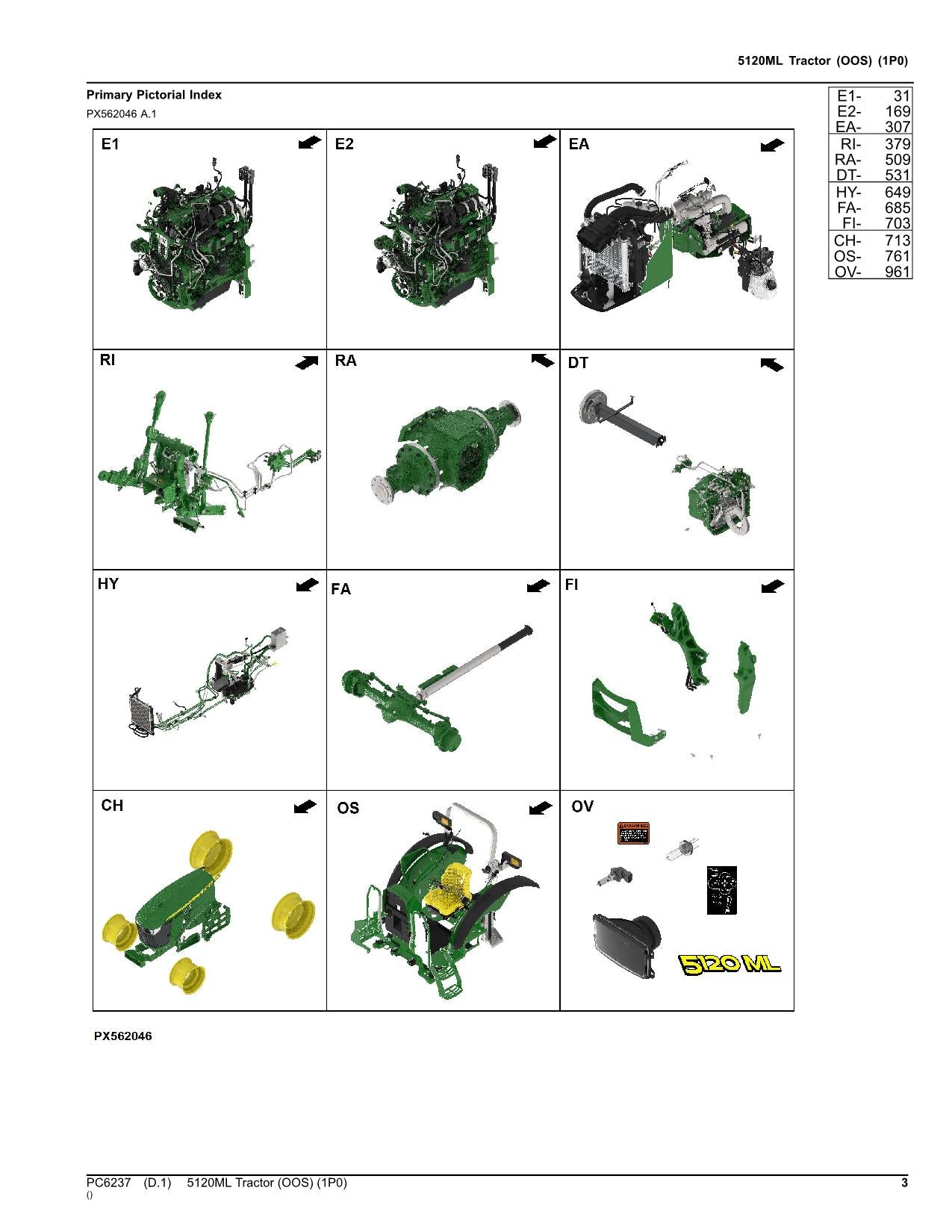 JOHN DEERE 5120ML TRACTOR PARTS CATALOG MANUAL