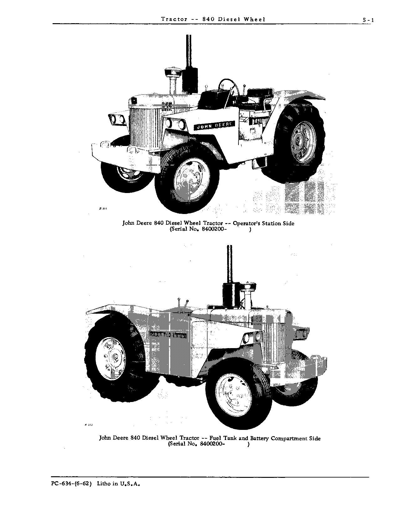 JOHN DEERE 840 TRAKTOR ERSATZTEILKATALOGHANDBUCH SER.840000-