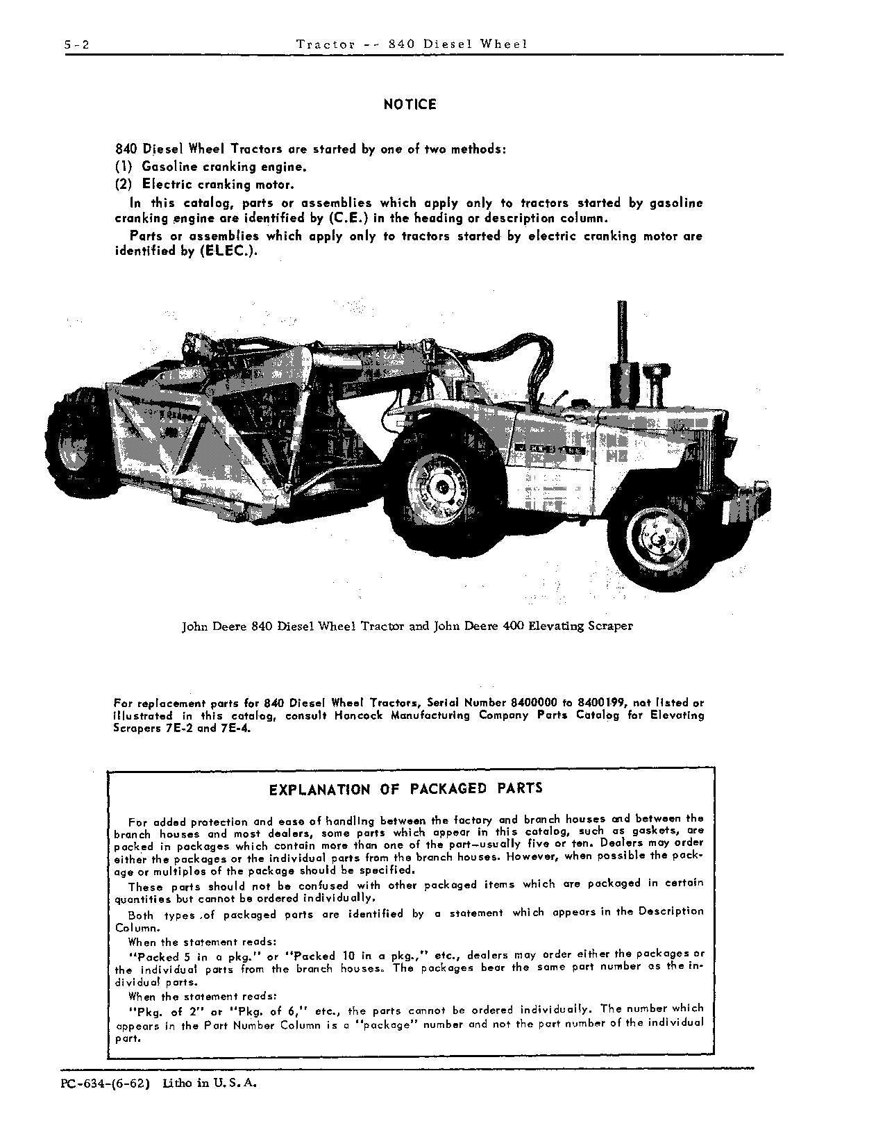 JOHN DEERE 840 TRAKTOR ERSATZTEILKATALOGHANDBUCH SER.840000-