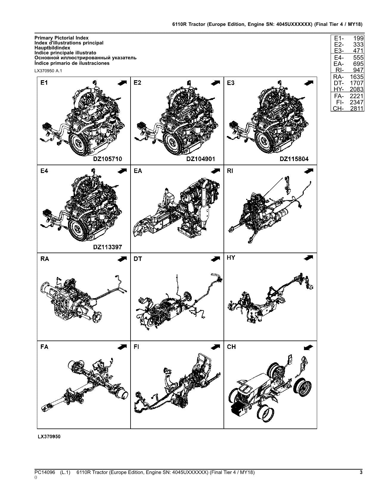 JOHN DEERE 6110R TRAKTOR-TEILEKATALOGHANDBUCH MY18 EUROPA-AUSGABE