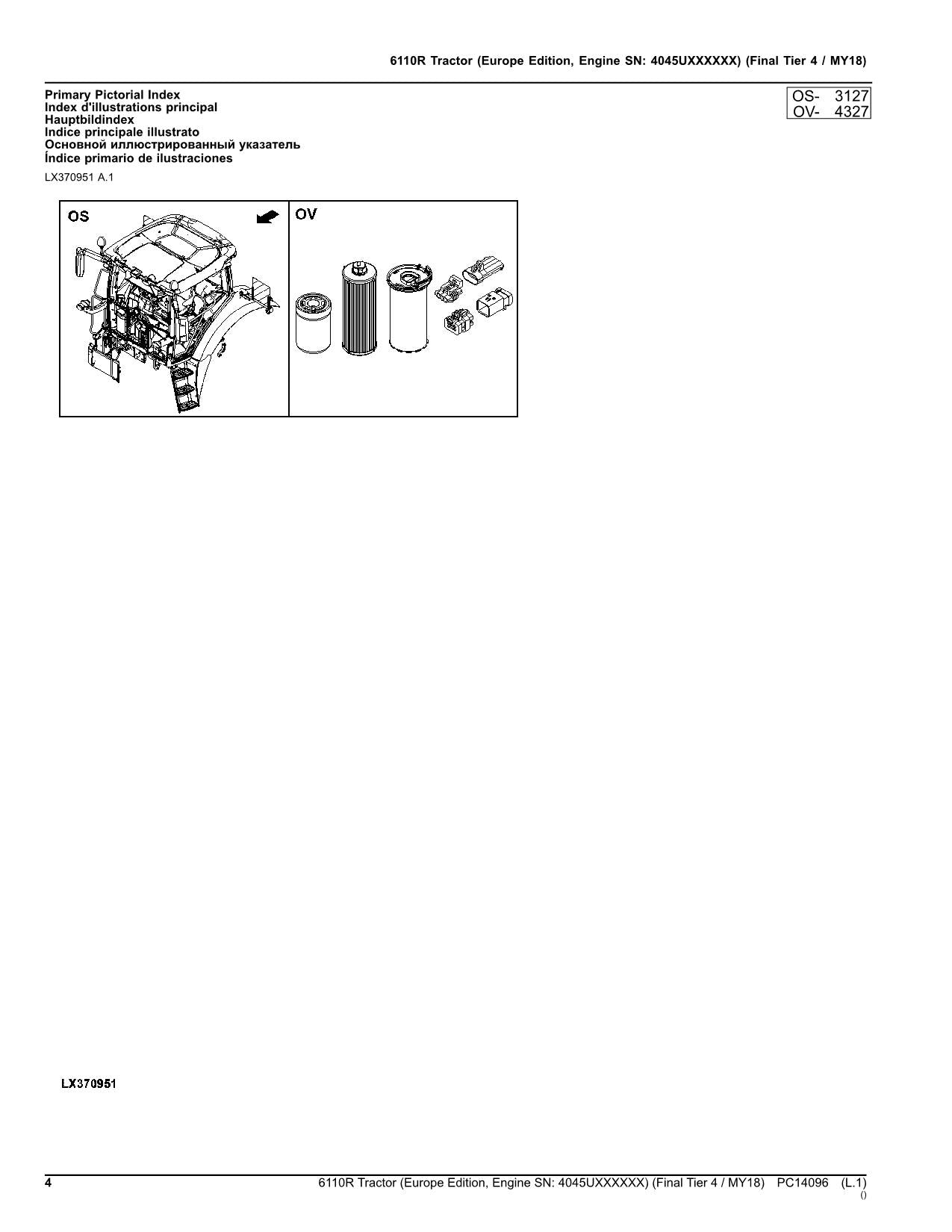 JOHN DEERE 6110R TRAKTOR-TEILEKATALOGHANDBUCH MY18 EUROPA-AUSGABE