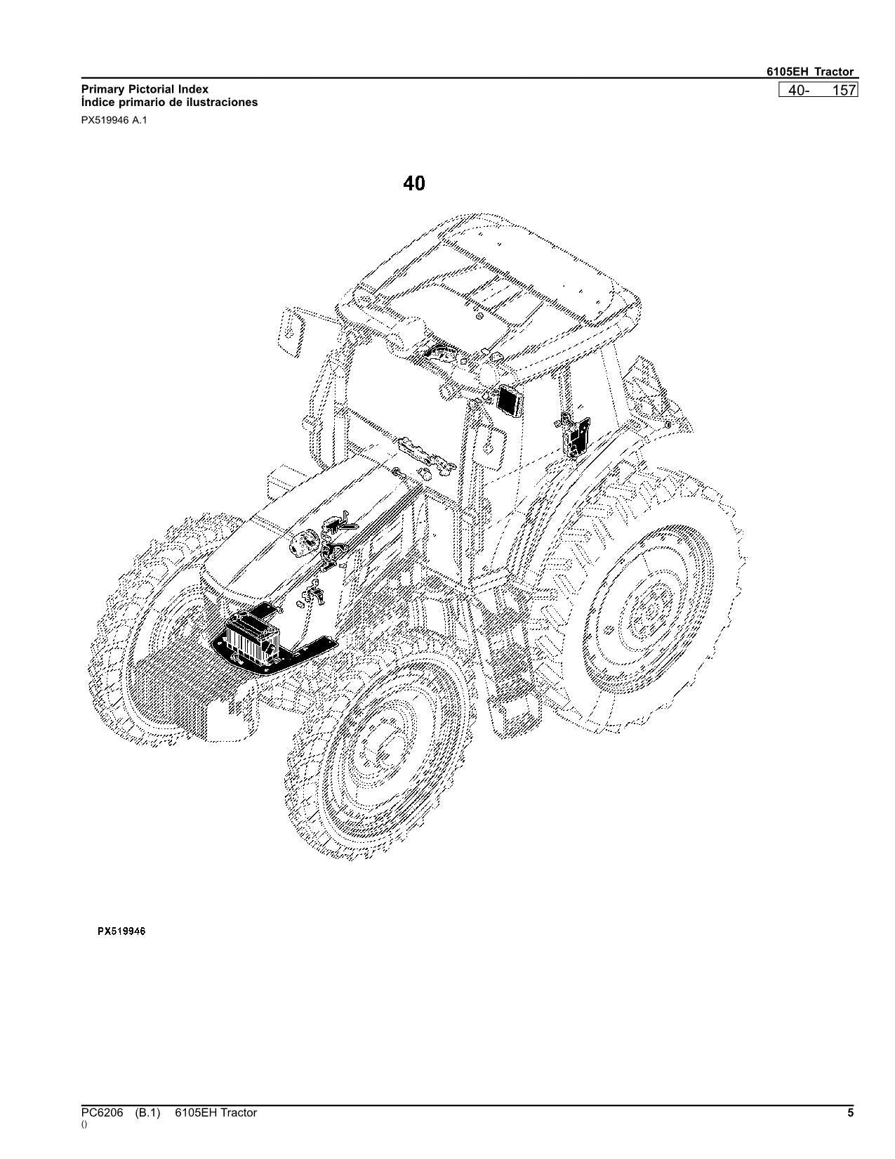 JOHN DEERE 6105EH TRACTOR PARTS CATALOG MANUAL