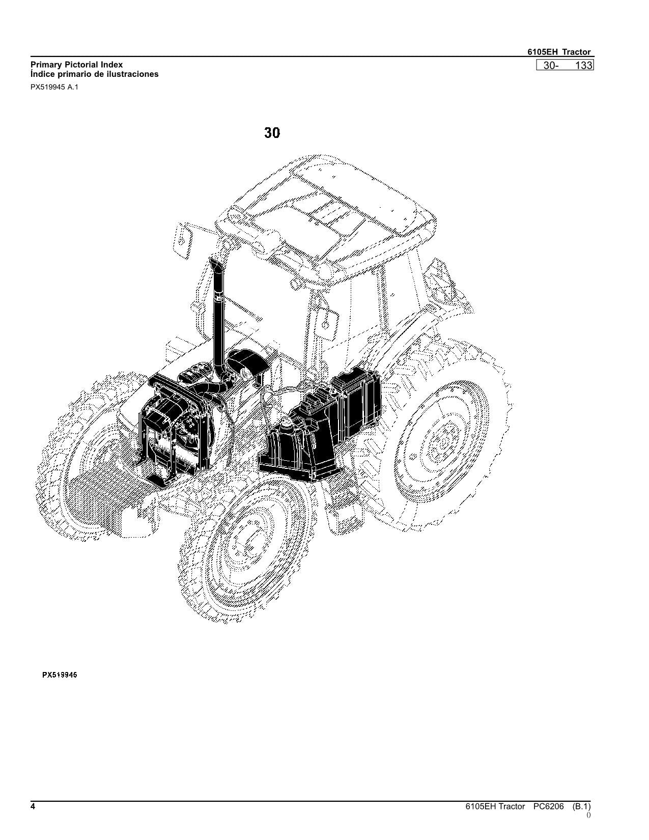 JOHN DEERE 6105EH TRACTOR PARTS CATALOG MANUAL