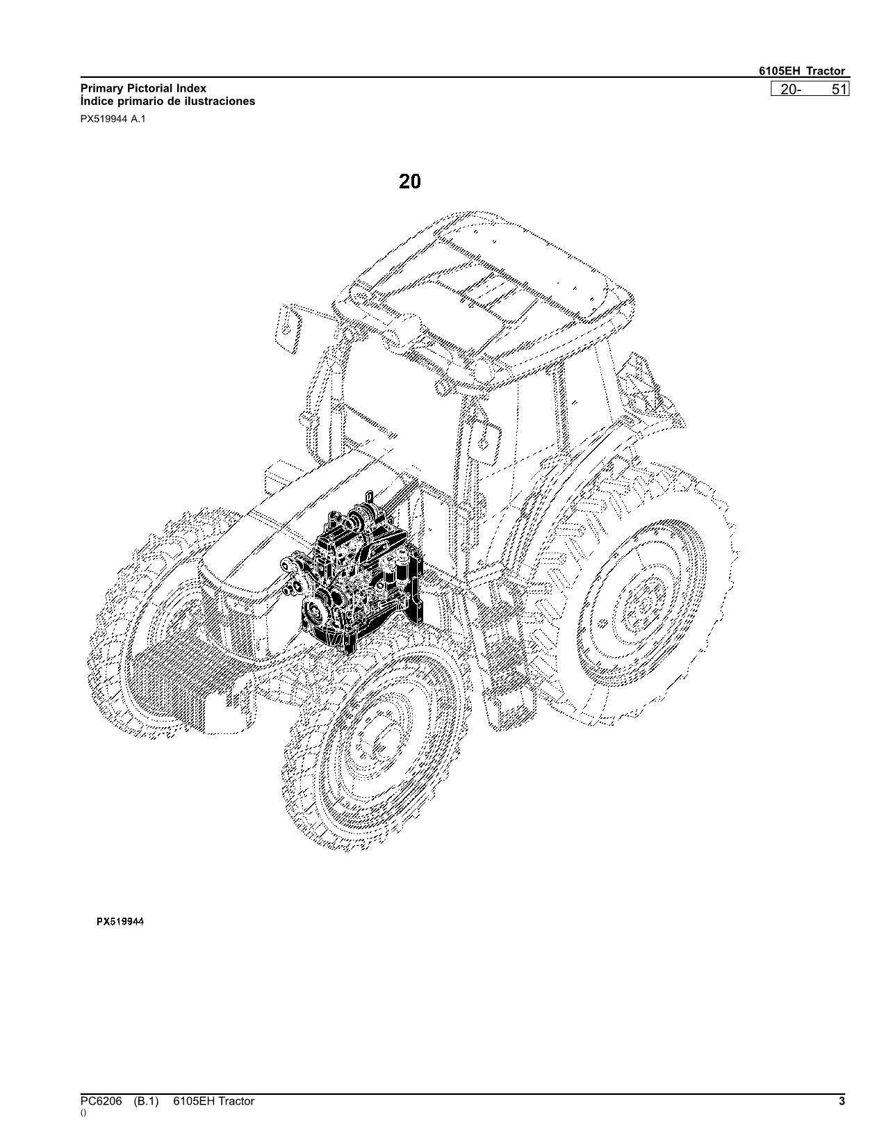 JOHN DEERE 6105EH TRACTOR PARTS CATALOG MANUAL