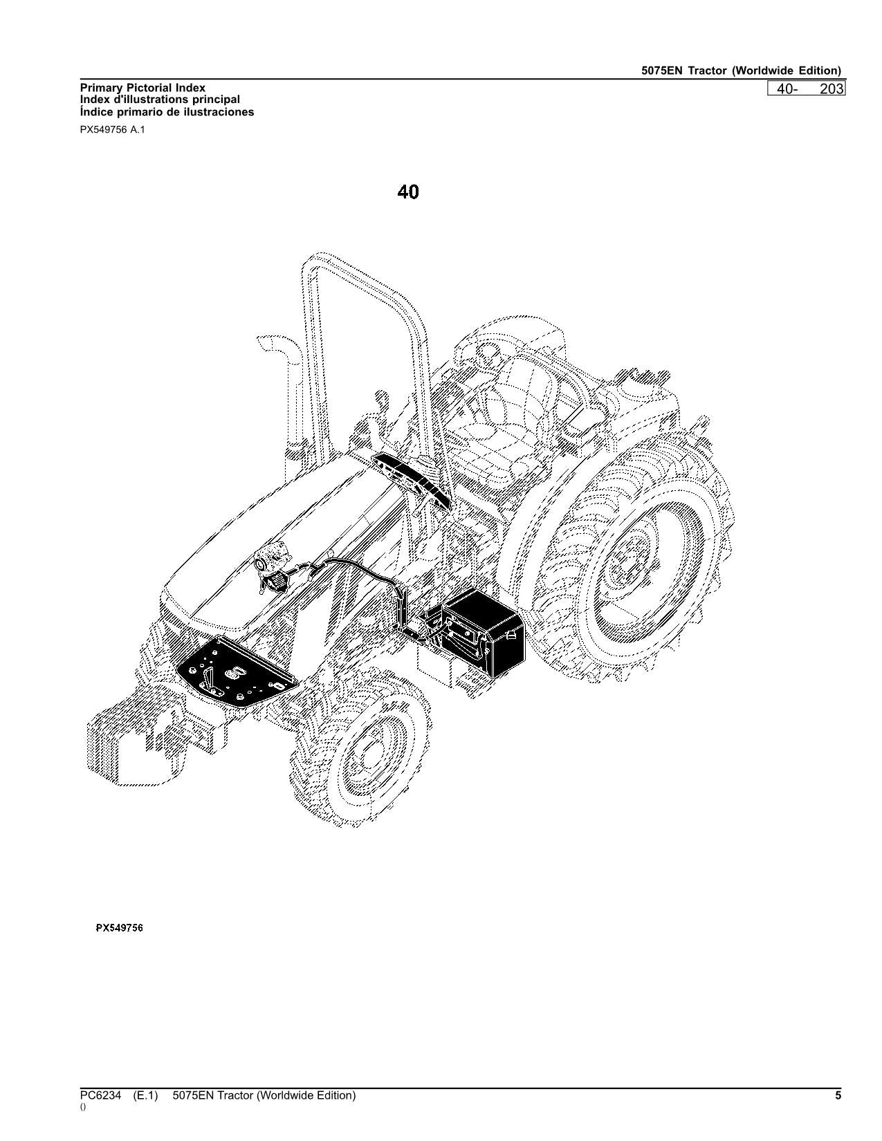 JOHN DEERE 5075EN TRACTOR PARTS CATALOG MANUAL