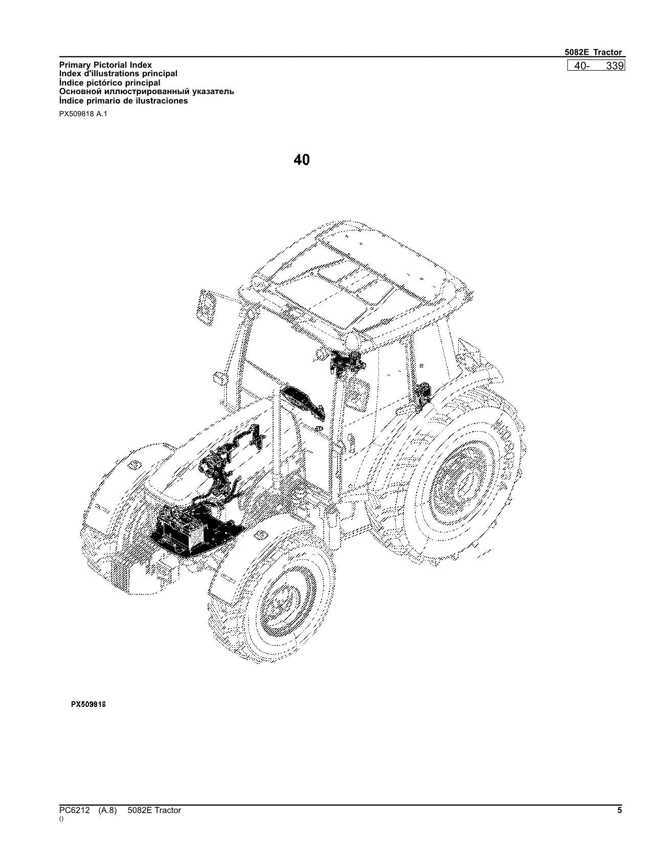 JOHN DEERE 5082E TRAKTOR ERSATZTEILKATALOGHANDBUCH PC6212