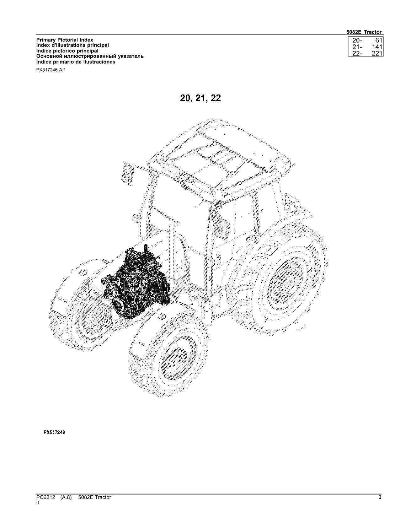 JOHN DEERE 5082E TRAKTOR ERSATZTEILKATALOGHANDBUCH PC6212