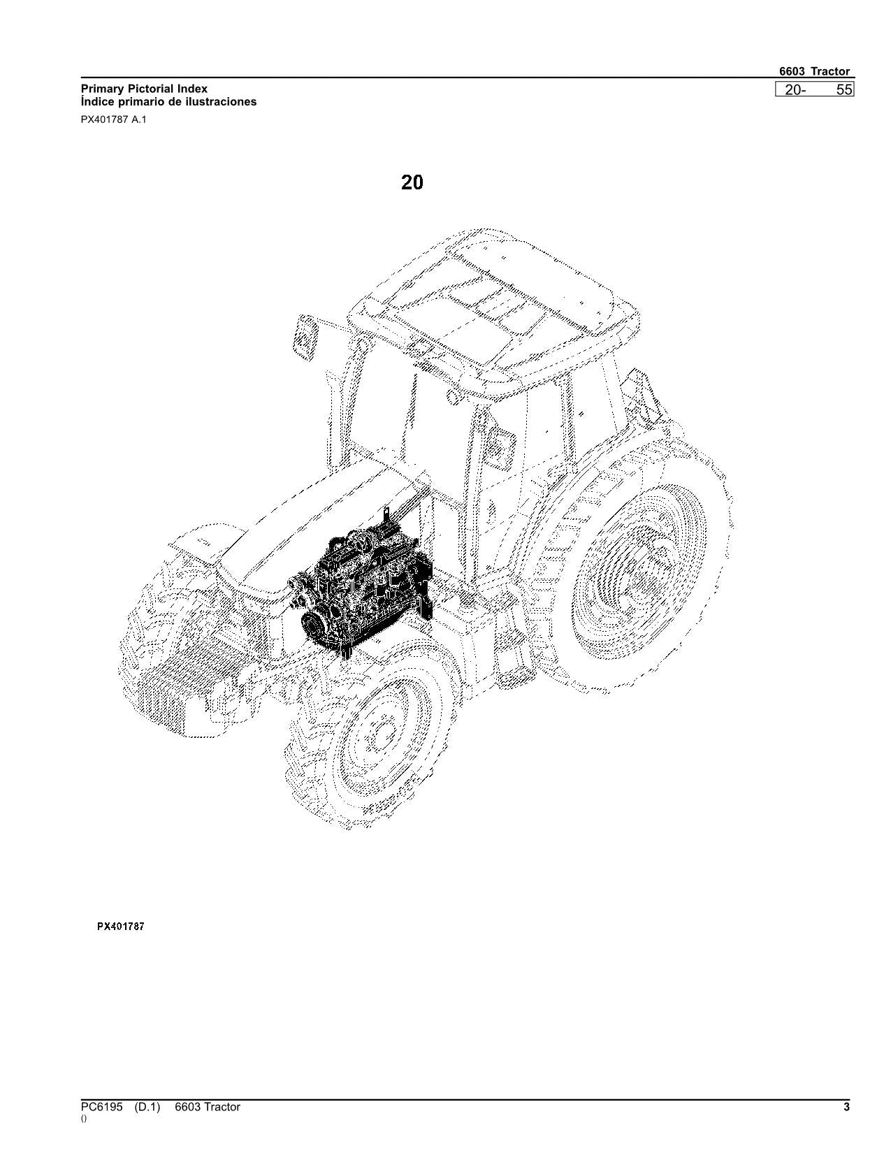 JOHN DEERE 6603 TRACTOR PARTS CATALOG MANUAL #3