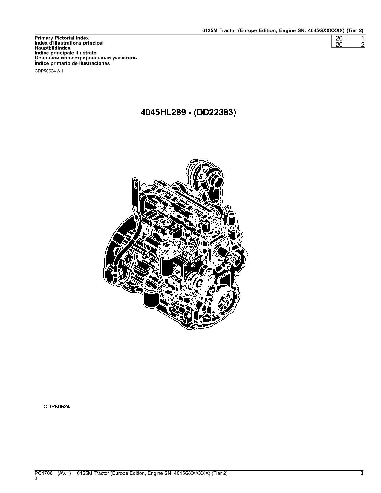 JOHN DEERE 6125M TRACTOR PARTS CATALOG MANUAL #6