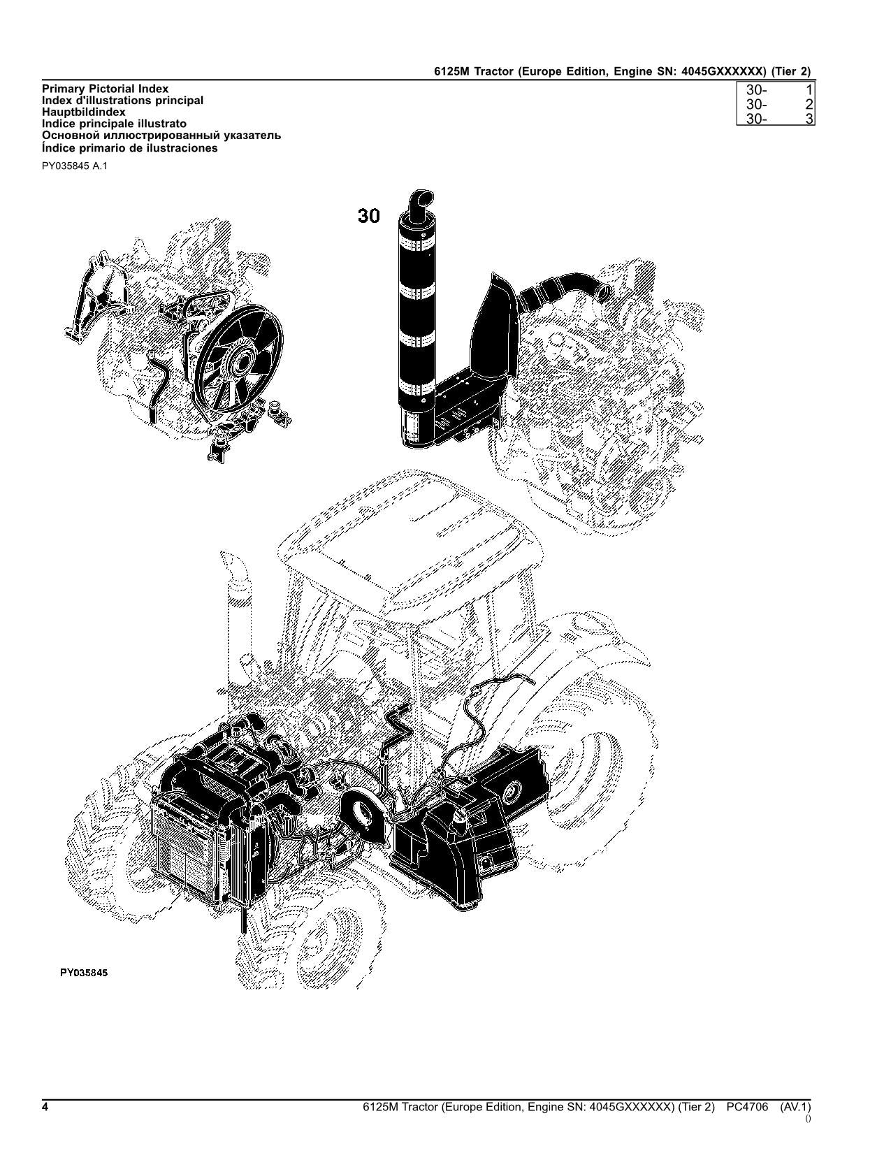 JOHN DEERE 6125M TRACTOR PARTS CATALOG MANUAL #6