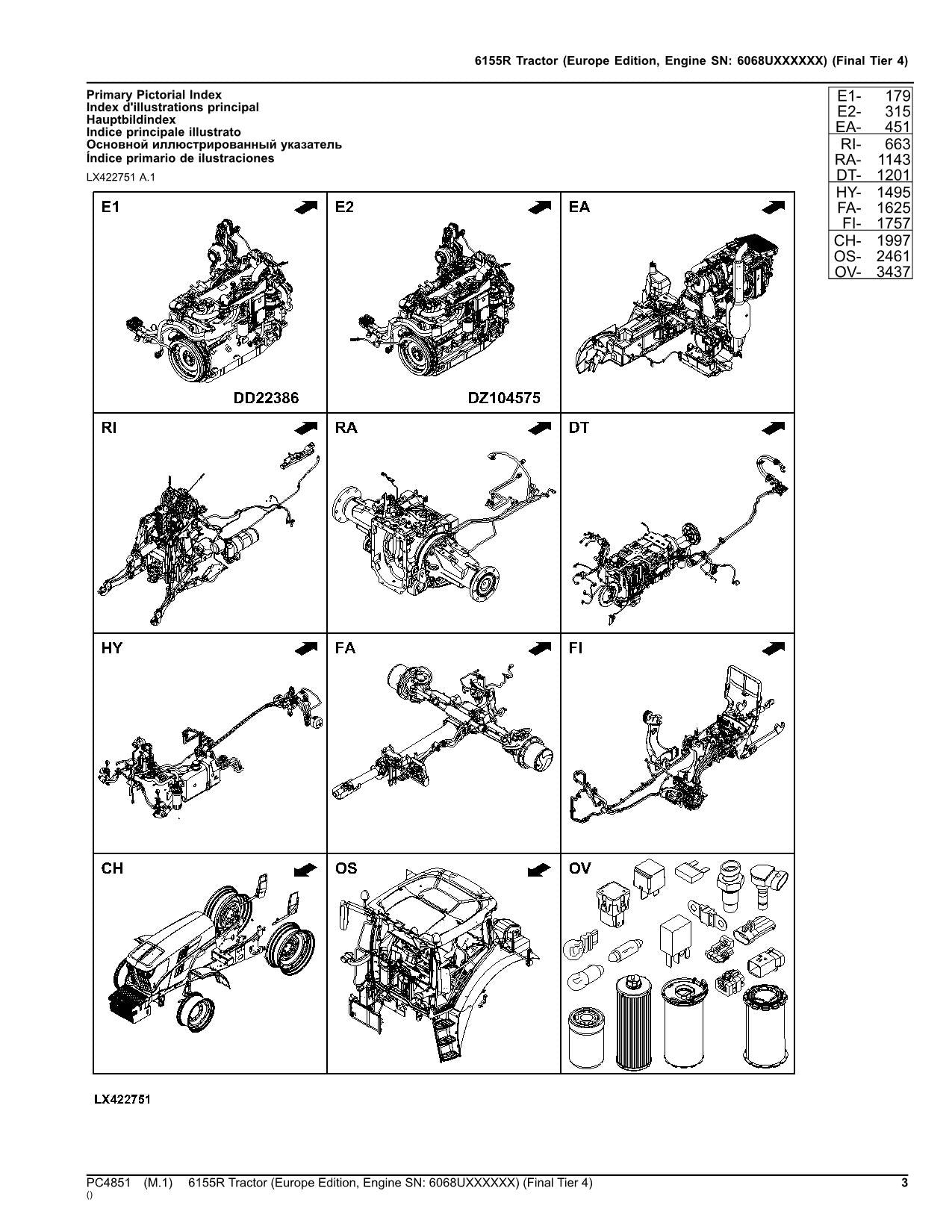 JOHN DEERE 6155R TRAKTOR ERSATZTEILKATALOGHANDBUCHser. Europa