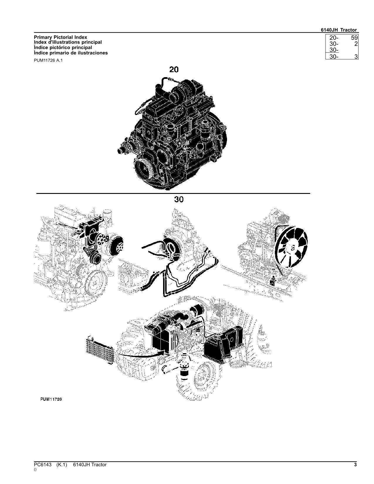 JOHN DEERE 6140JH TRACTOR PARTS CATALOG MANUAL