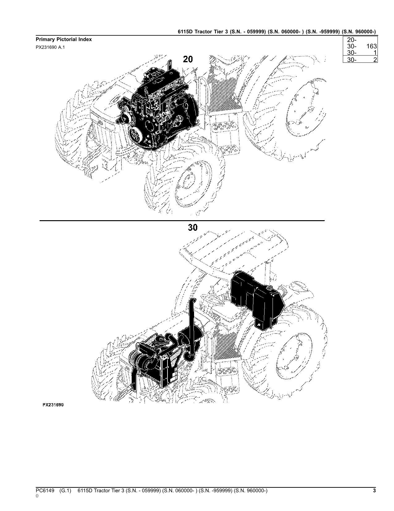 JOHN DEERE 6115D TRACTOR PARTS CATALOG MANUAL #2