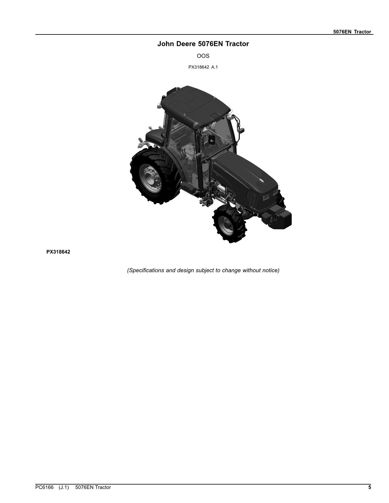 JOHN DEERE 5076EN TRAKTOR-TEILEKATALOGHANDBUCH