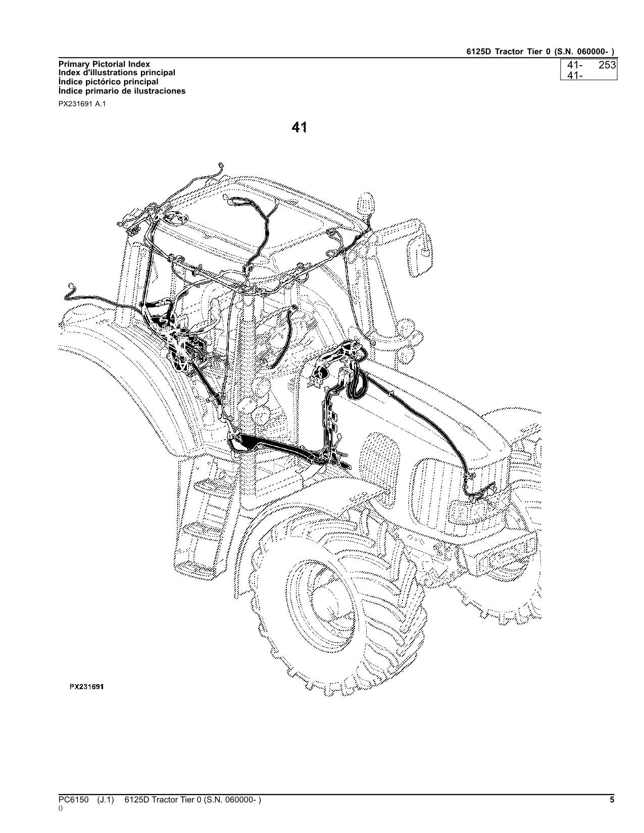 JOHN DEERE 6125D TRAKTOR-TEILEKATALOGHANDBUCH