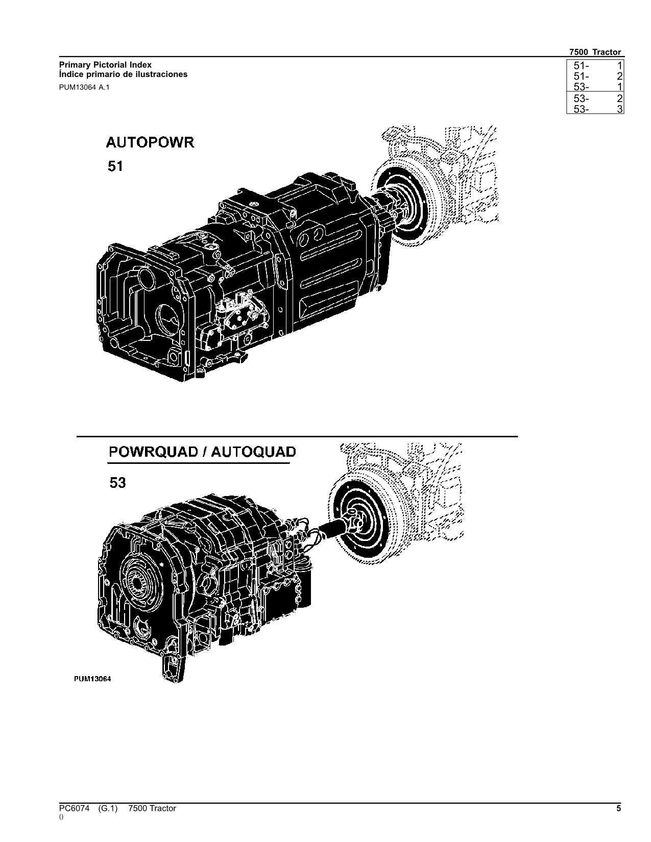 JOHN DEERE 7500 TRACTOR PARTS CATALOG MANUAL  Worldwide