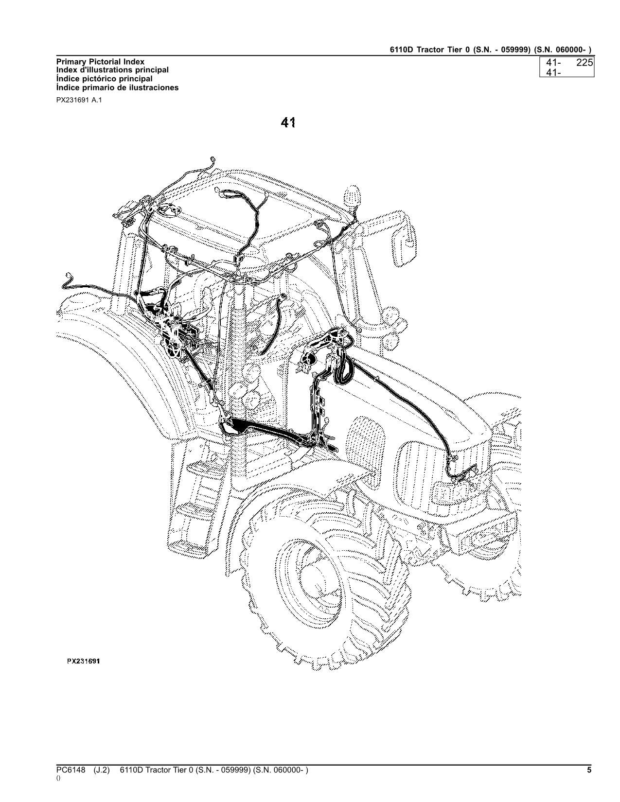 JOHN DEERE 6110D TRAKTOR-TEILEKATALOGHANDBUCH