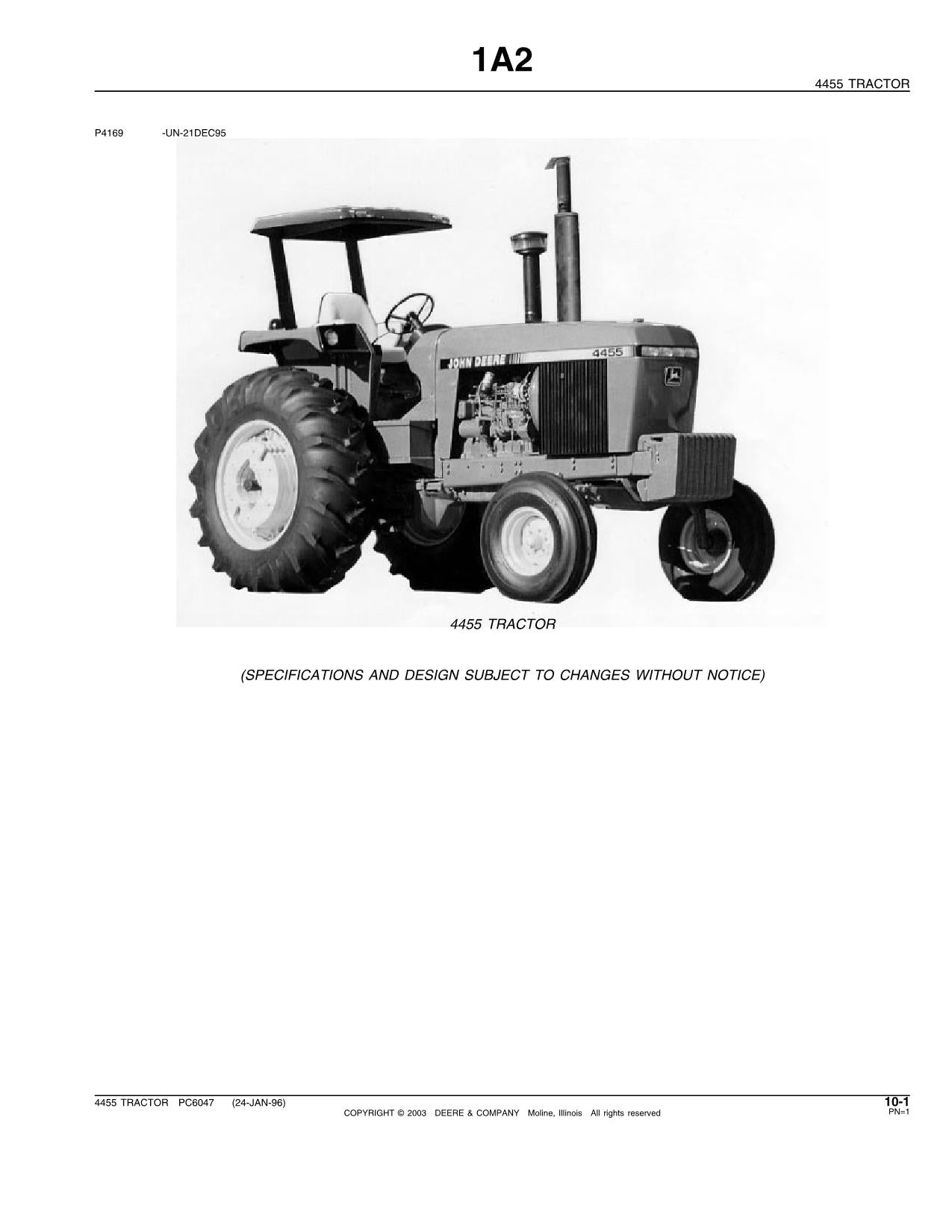 JOHN DEERE 4455 TRAKTOR ERSATZTEILKATALOGHANDBUCH