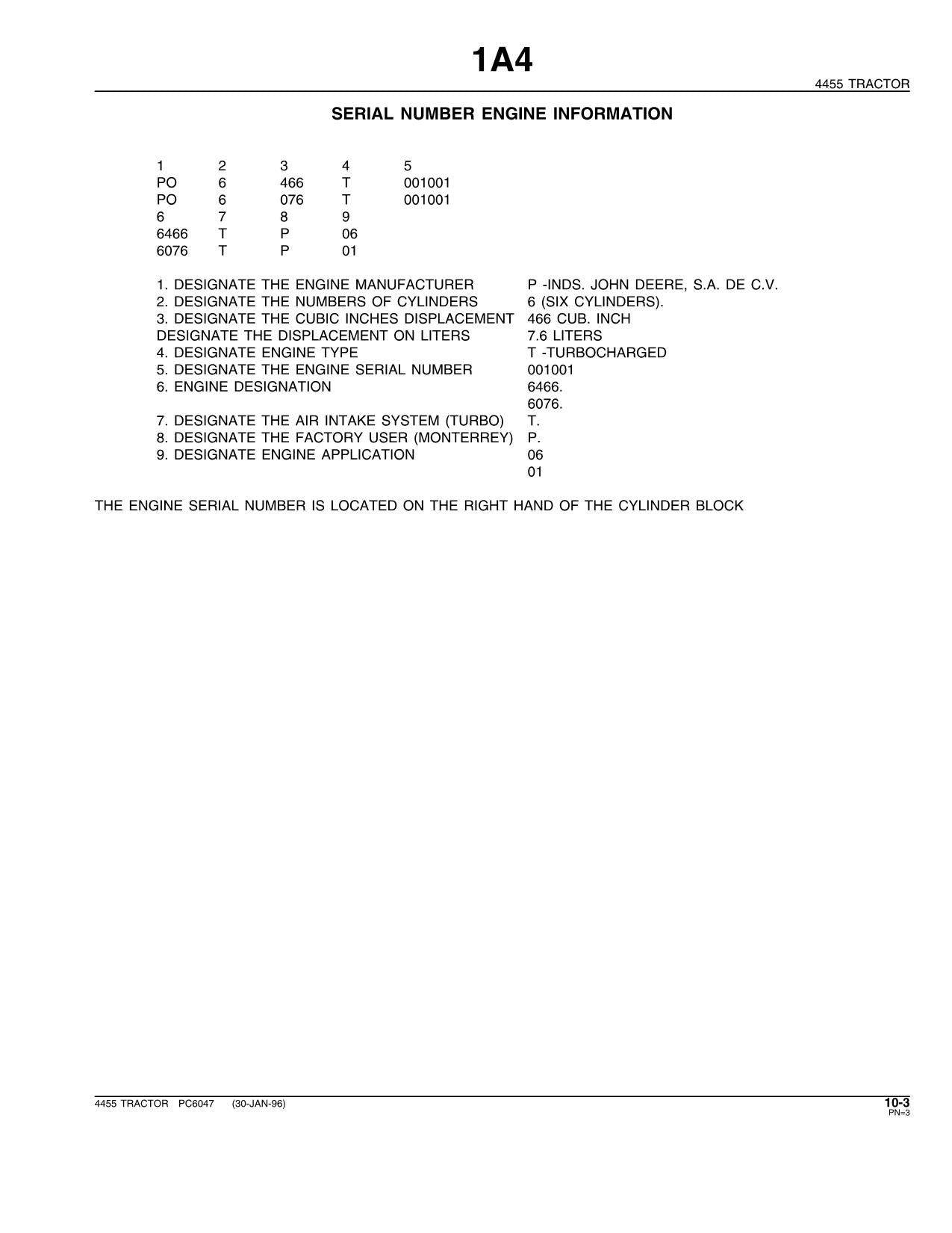 JOHN DEERE 4455 TRAKTOR ERSATZTEILKATALOGHANDBUCH