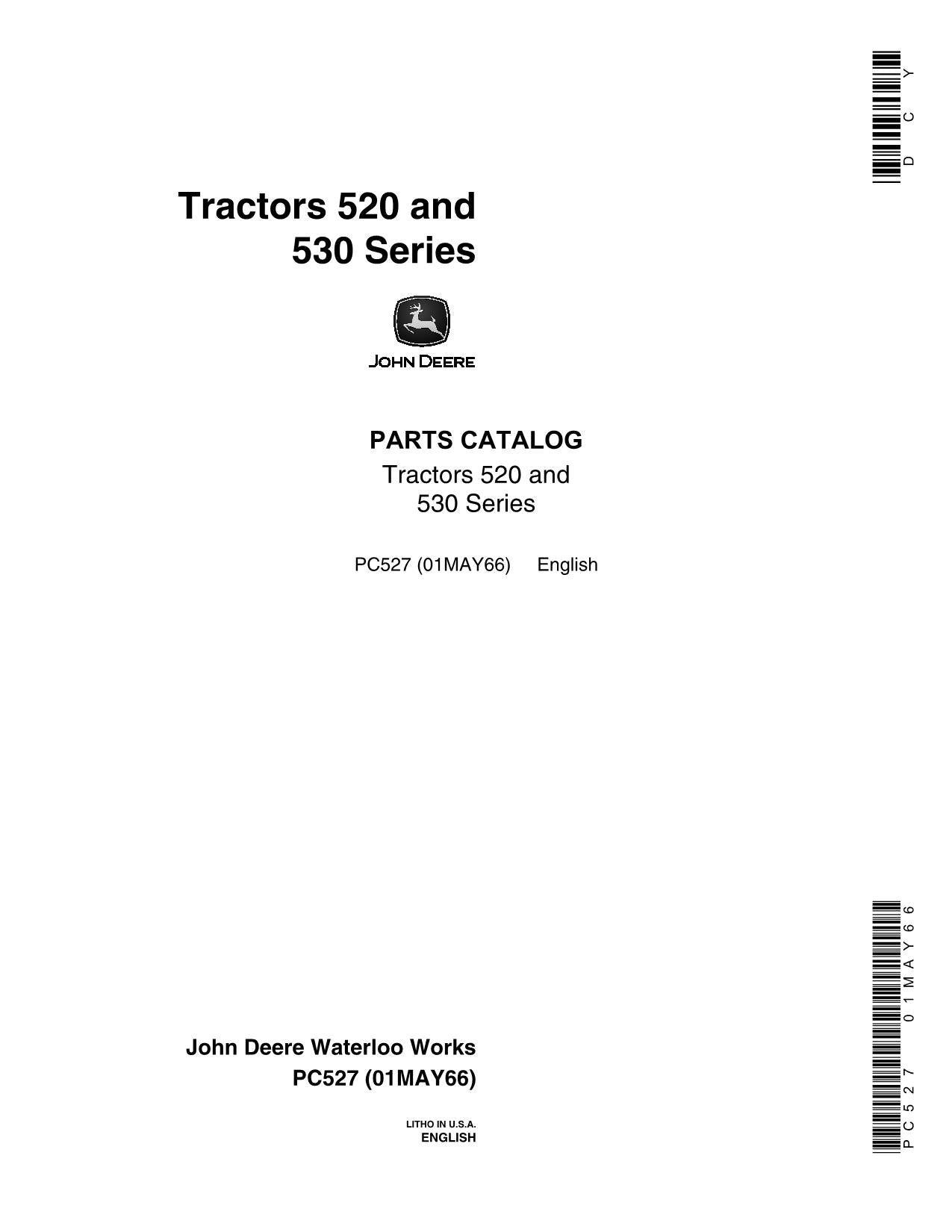 JOHN DEERE 520 530 TRACTOR PARTS CATALOG MANUAL