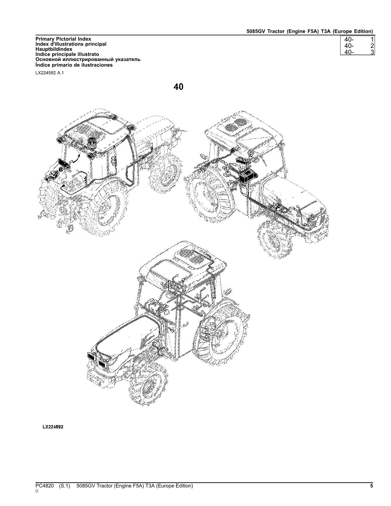 JOHN DEERE 5085GV TRACTOR PARTS CATALOG MANUAL