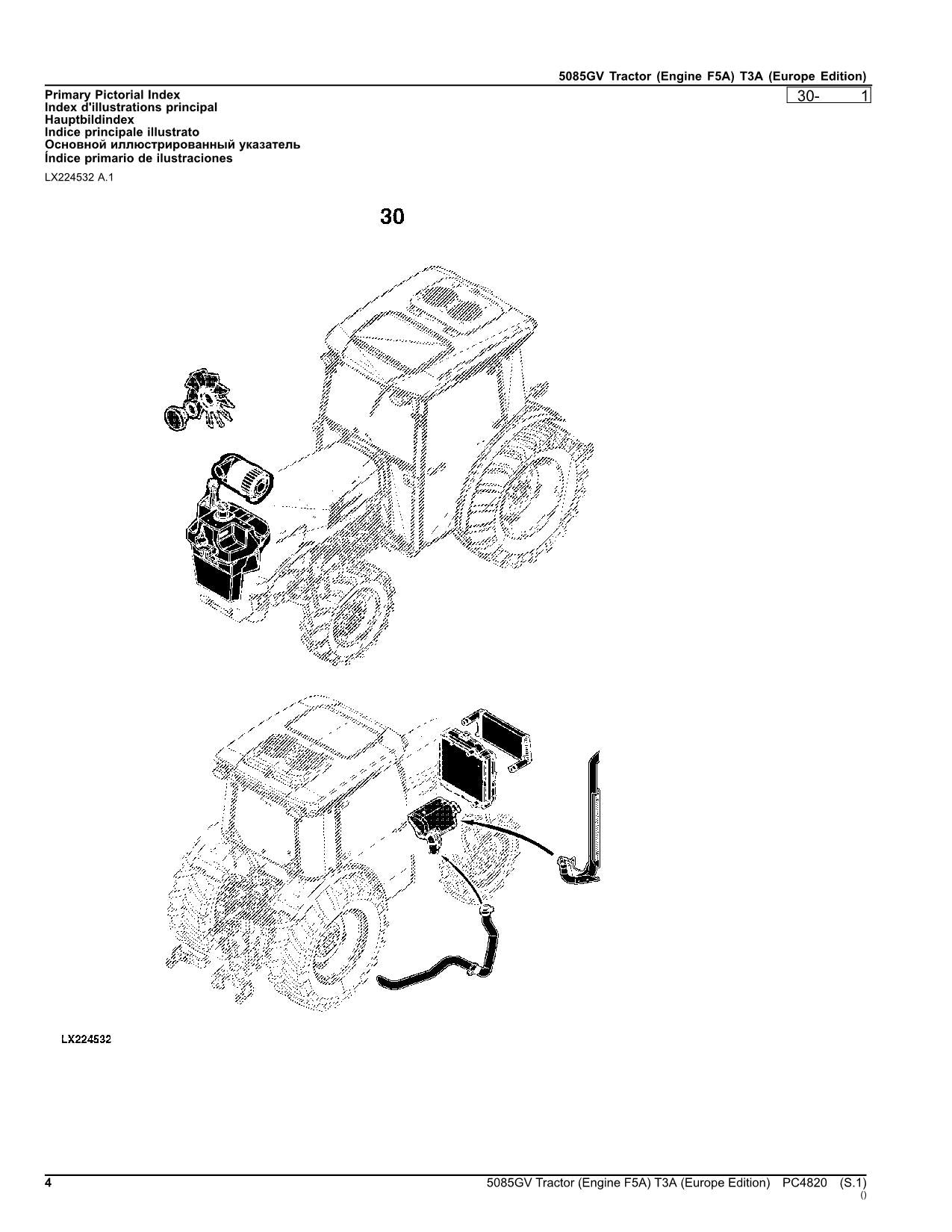 JOHN DEERE 5085GV TRACTOR PARTS CATALOG MANUAL