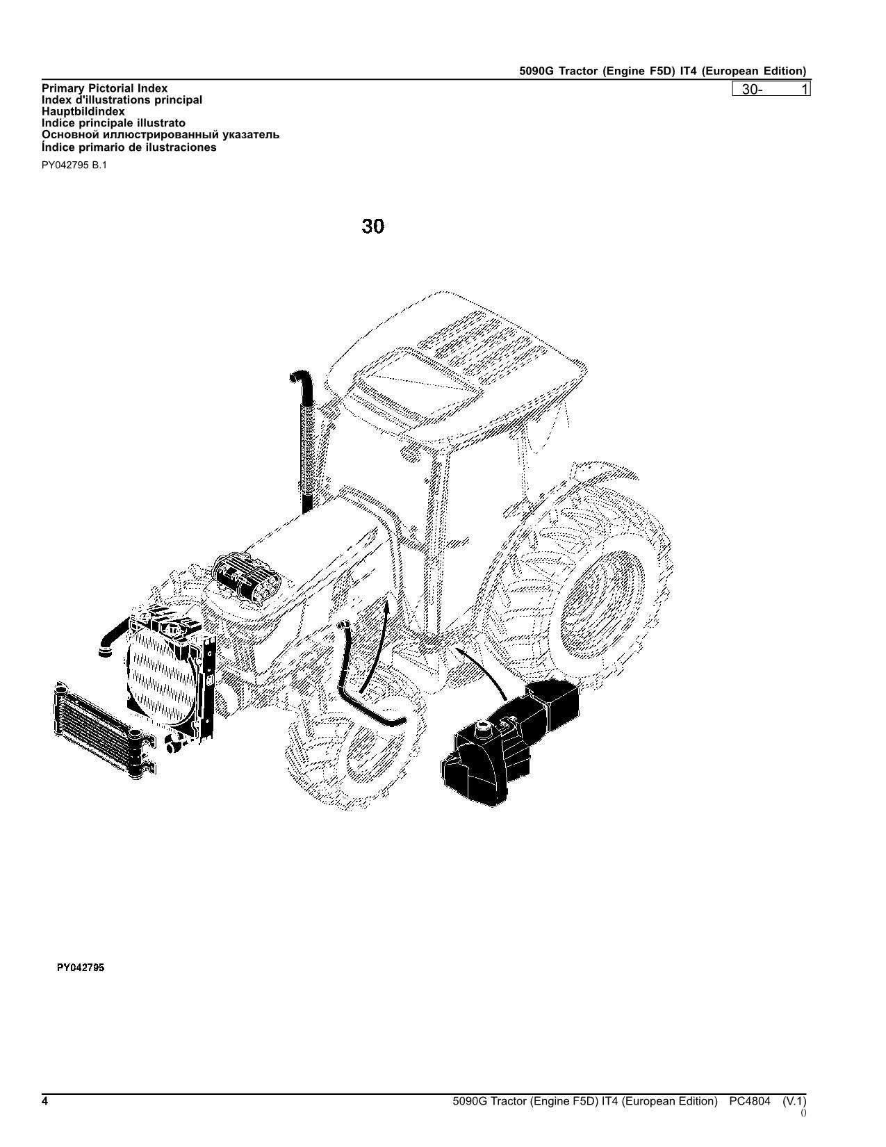 JOHN DEERE 5090G TRACTOR PARTS CATALOG MANUAL EUROPEAN PC4804