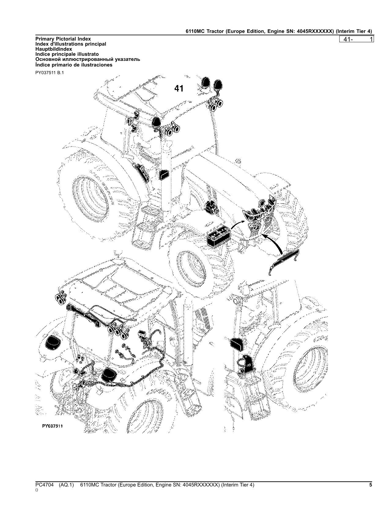 JOHN DEERE 6110MC TRACTOR PARTS CATALOG MANUAL