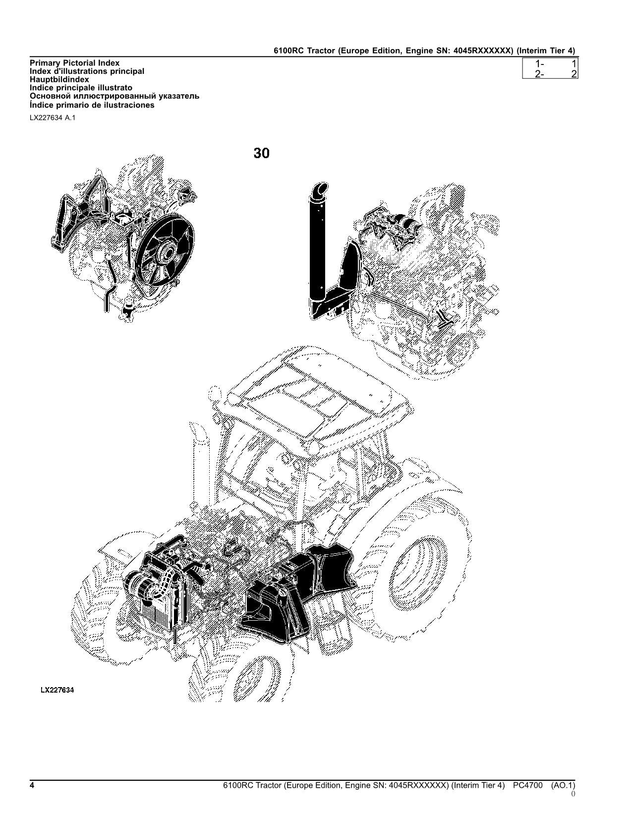 JOHN DEERE 6100RC TRACTOR PARTS CATALOG MANUAL