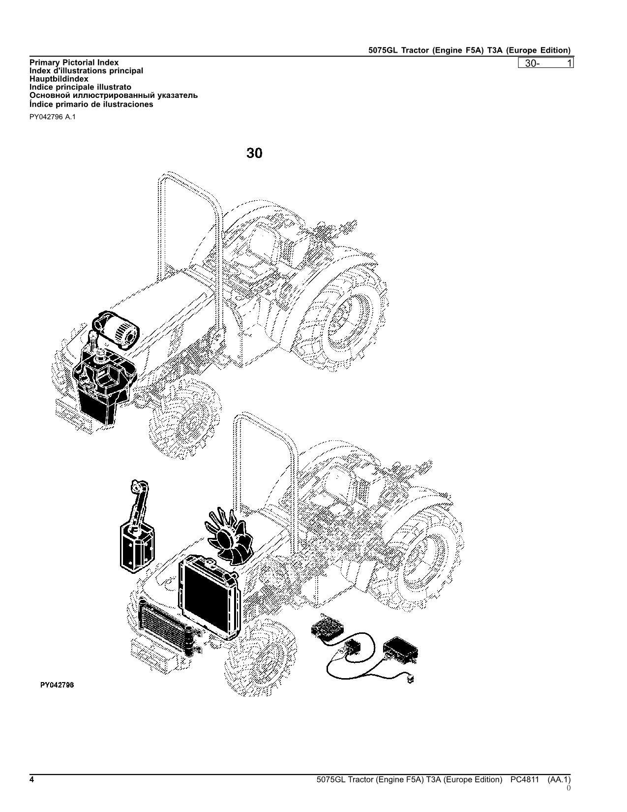 JOHN DEERE 5075GL TRACTOR PARTS CATALOG MANUAL EUROPEAN PC4811