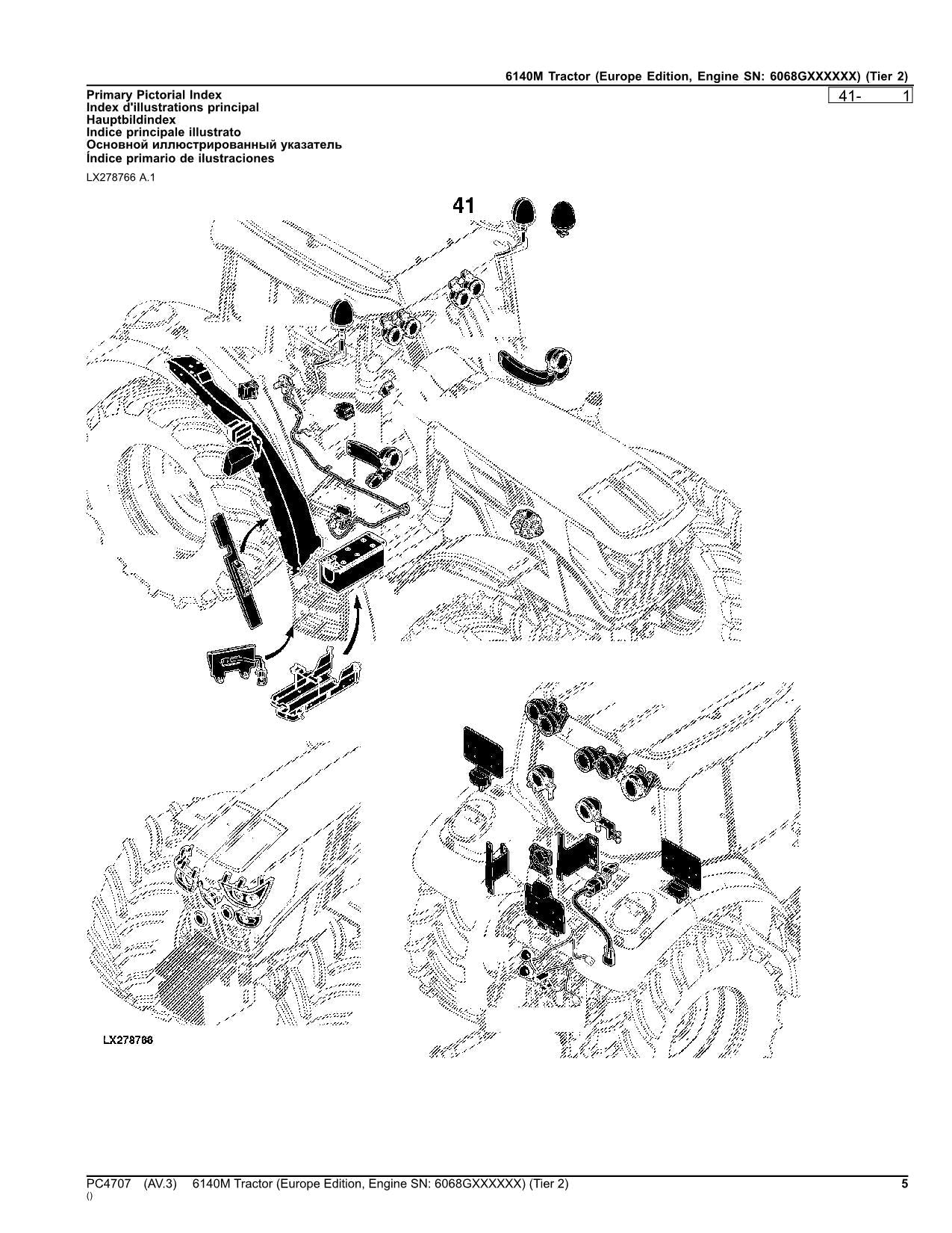 JOHN DEERE 6140M TRAKTOR ERSATZTEILKATALOG HANDBUCH EUROPÄISCH Seriennummer PC4707