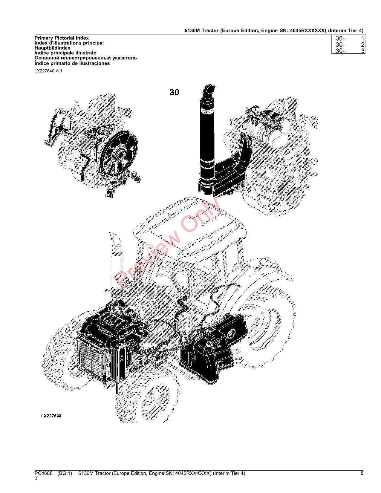 JOHN DEERE 6130M TRACTOR PARTS CATALOG MANUAL  EUROPEAN