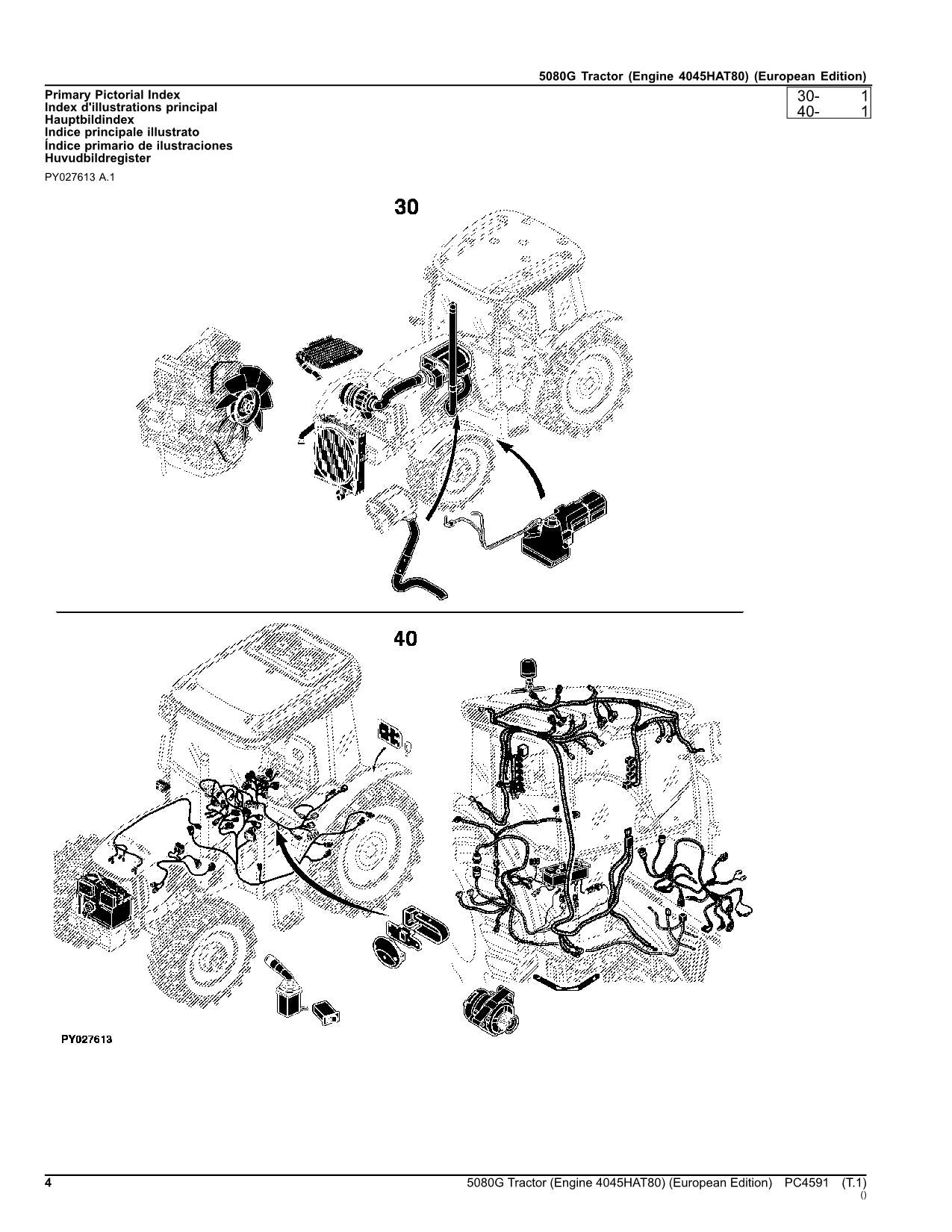 JOHN DEERE 5080G TRACTOR PARTS CATALOG MANUAL EUROPEAN PC4591