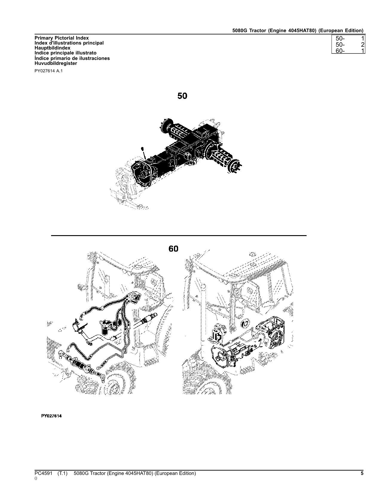 JOHN DEERE 5080G TRACTOR PARTS CATALOG MANUAL EUROPEAN PC4591