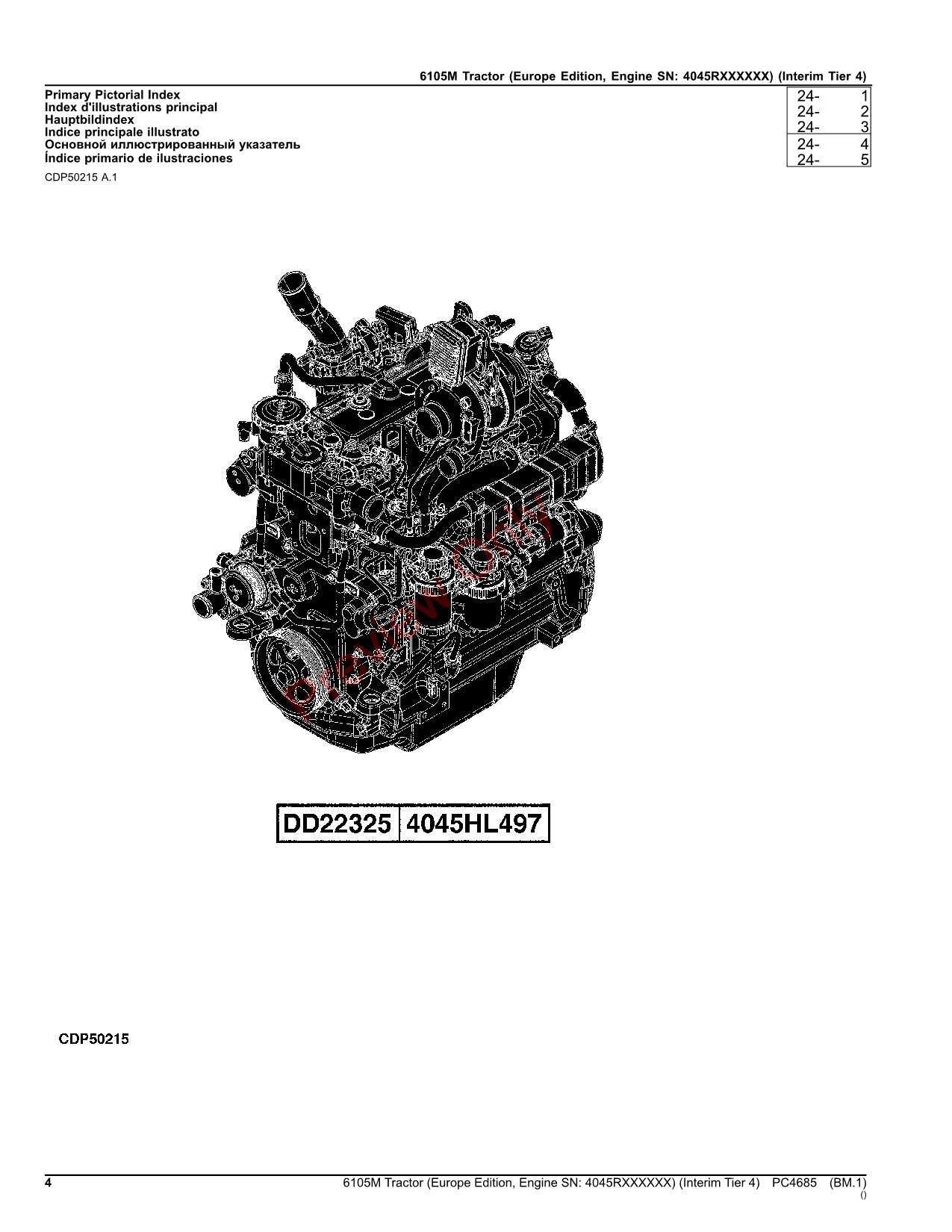 JOHN DEERE 6105M TRACTOR PARTS CATALOG MANUAL #2