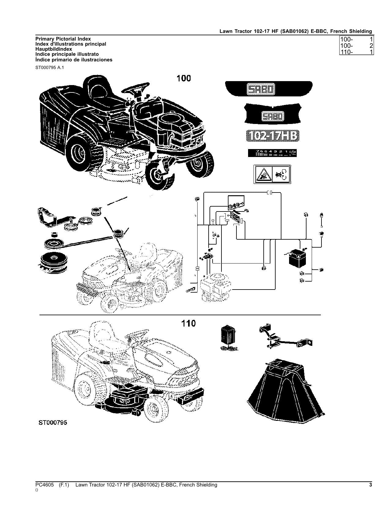 JOHN DEERE 102-17 HF SAB01062 TRAKTOR-TEILEKATALOGHANDBUCH