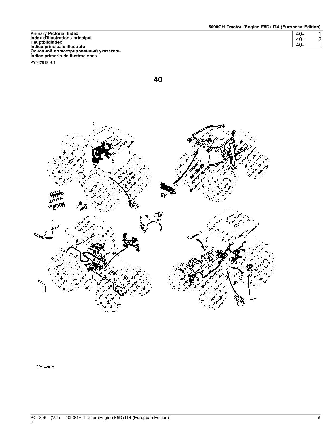 MANUEL DE CATALOGUE DES PIÈCES DE RECHANGE DU TRACTEUR JOHN DEERE 5090GH EUROPÉEN PC4805