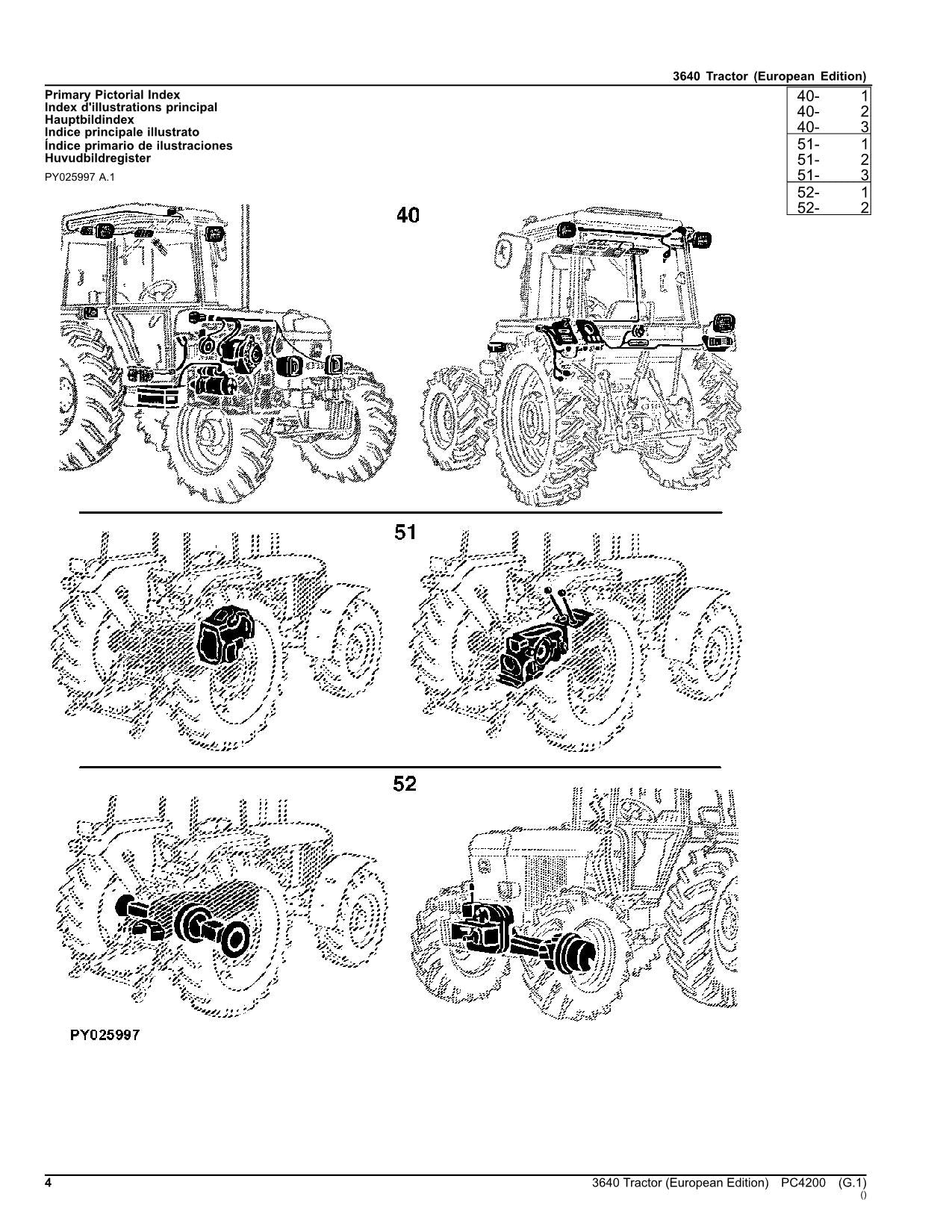 JOHN DEERE 3640 TRAKTOR ERSATZTEILKATALOGHANDBUCH